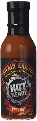 Hot-Headz! Kickin' Chicken Very Hot Chicken Wing Sauce and Marinade. Buffalo Style Cayenne Pepper & Ghost Pepper Hot Sauce Lots of Spice & Heat for Wings, BBQ & Chicken. Vegan & Gluten Free.(354 ml)