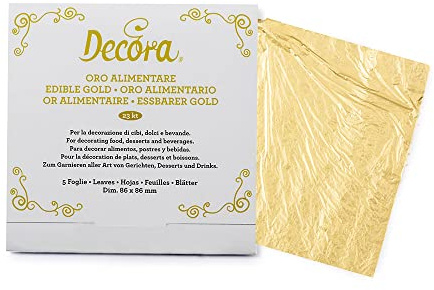 Decora 9570104 paquet de 5 feuilles d'or comestibles 86 X 86 mm