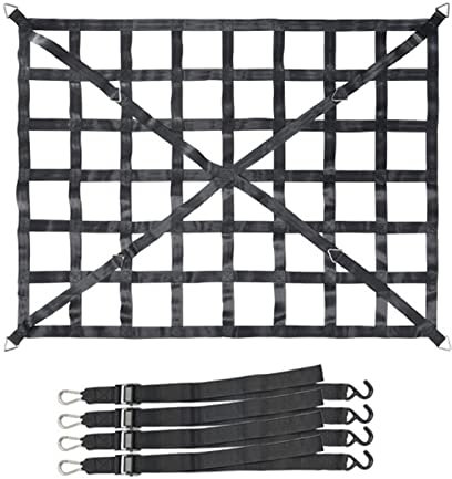 Baogao Fracht-Bungee-Netz - 4 x 4 Bungee Cargo Net für LKW-Ladefläche - Dachgepäckträger-Gepäcknetz für Pickups, SUVs, kleine Anhänger, strapazierfähiges Ladeflächen-Bungee-Netz