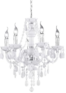 Reality R1107-01 Leuchten - Lámpara con 5 luces, bombillas excluidas, E14, 40 W, 230 V, A++, E, IP20, alto de 150, diámetro de 52 cm, acrílico, blanco