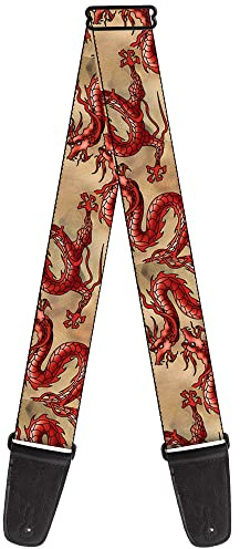 Buckle-Down Guitar Strap, Dragons Tan, 2 Inches Wide