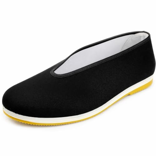 Lazutom Unisex Chinese Tai Chi Kung Fu Shoes Traditional Cotton Martial Arts Training Shoes with Flexible Rubber Sole Black