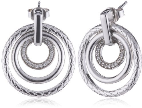Esprit Damen-Ohrstecker round in round 925 Sterlingsilber 44 Zirkonia farblos S.ESER91274A000