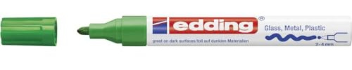 edding 750 gloss paint marker - green - 1 paint marker - round nib 2-4 mm - paint pen for glass, pebbles, wood, plastic, paper - waterproof, high coverage