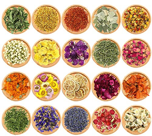 Dreamtop 20 Arten Blüten für Seife Getrocknete Blüten Getrocknete Blütenblätter Kräuter und Blumen Trockenblumen seife Blüten für Seifenherstellung Kerzenherstellung