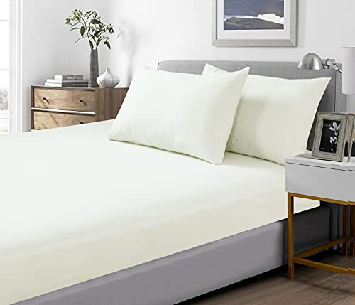 Sapphire collection 300 Thread Count 100% Egyptian Cotton Fitted Sheets (Super King, Cream)