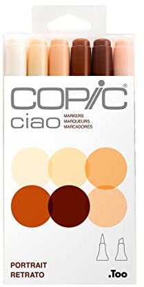 COPIC Ciao Marker Set Portrait mit 6 Farben, Allround Layoutmarker, im praktischen Acryl-Display zur Aufbewahrung und einfachen Entnahme