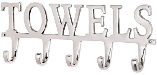 Large Towel Holder Rack 5 Hooks Towels Hand Crafted Bathroom Hanger Surface Polished Aluminium