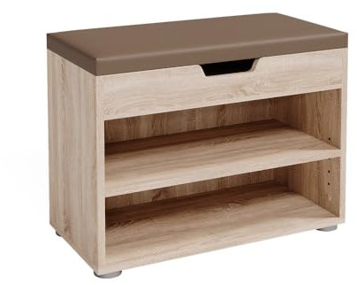 Vicco Schuhbank Rolfe, Sitzbank mit Stauraum, Sonoma, 60 x 45 cm