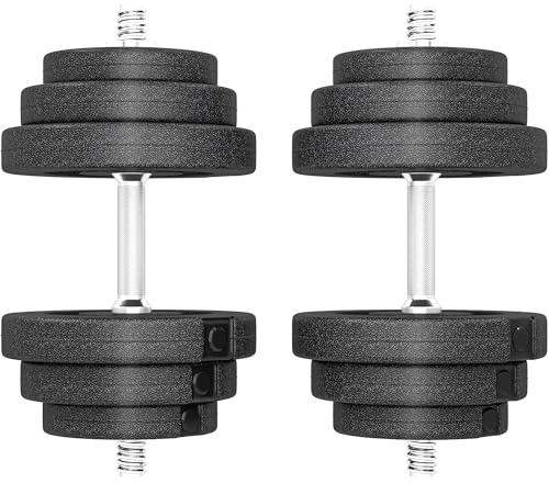 HOMCOM Set di 2 Manubri Regolabili 40 kg Totali, Set di Pesi Palestra per Braccia con Impugnatura Antiscivolo, Pesi Manubri, per Allenamento Fitness Casa e Palestra, Nero