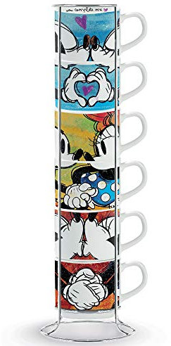 Egan PWM02I/6XL - Juego de tazas de café expreso Sweet Love y Metalrack, porcelana, multicolor, 6 piezas, 80ml