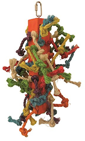 Tyrol Jouet Perroquet Tour de Noeud, Jouet Oiseau avec Tronc 32 cm, Funny et Coloré, Aiguise le Bec, Jouet pour Perroquet Facile à Utiliser, Toutes Tailles