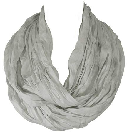 Wrapables Lightweight Silky Soft Infinity Loop Scarf, Silver Grey