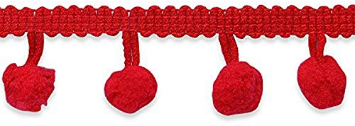 Expo International 3/4-Inch Pom Fringe Trim Embellishment, 20-Yard, Red