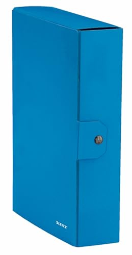 Leitz, Behållare, knappstängning, plasterad kartong, format 25 x 35, WOW Dorso 8 cm metallisk blå