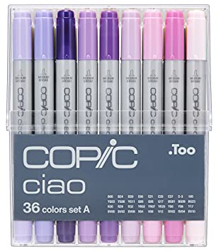 COPIC Ciao Marker Set A mit 36 Farben, Allround Layoutmarker, im praktischen Acryl-Display zur Aufbewahrung und einfachen Entnahme