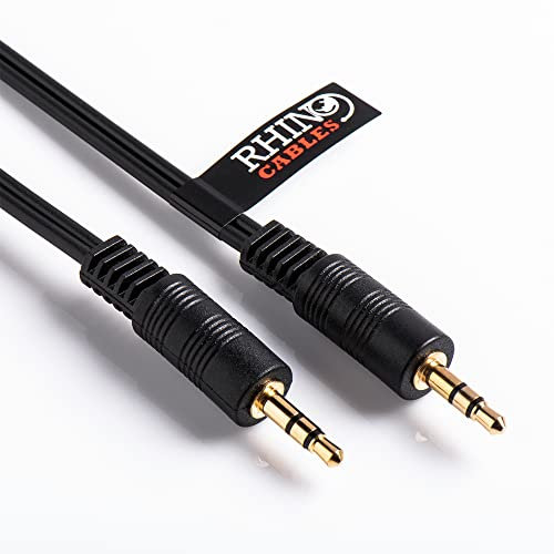 rhinocables Aux Cable 3.5mm Gold Audio Stereo Jack Cable, Male to Male for Car, Headphone, Earphones, Smartphone, Tablet, Headset, MP3, MP4, TV Speaker, Home Stereos, MP3, HiFi (0.3m)