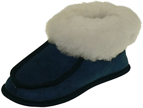 Harrys-Collection Hausschuhe aus Lammfell in 2 Farben von 25-48, Farben:Marine, Schuhgröße:33