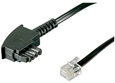 Goobay 68535 TAE Telefonkabel 3m / TAE-F Stecker auf Westernstecker / RJ11 RJ14 6P4C Router Kabel / Flachkabel Telefon Siemens Telekom Vodafone / DSL Kabel / 3 Meter