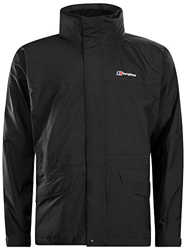 Berghaus Men's Cornice Interactive Gore-Tex Waterproof Shell Jacket | Durable Rain Coat | Breathable Waterproof Jacket, Black/Black, XL