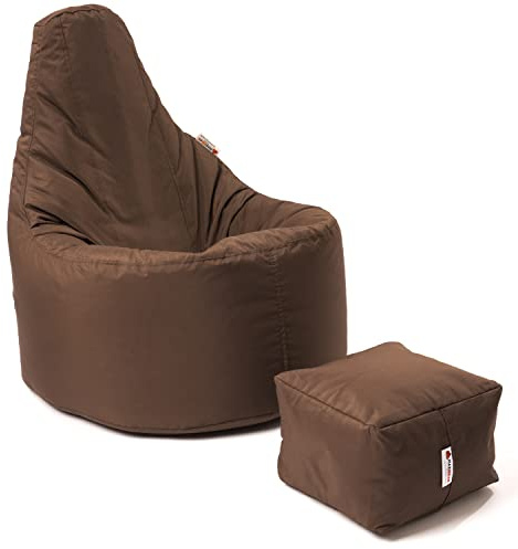 MaxiBean Large Beanbag Chair Indoor And Outdoor Garden Patio Lounger Living Room Gamer seat with matching Foot Stool, Water Resistant Material