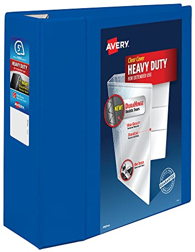 Avery Heavy-Duty View 3 Ring Binder, 5 Inch One Touch EZD Rings, 2.3/4.8 Inch Spine, 1 Pacific Blue Binder (79817)