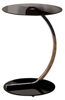 ASPECT Merlin Clear Glass Round Table, Chrome, Black