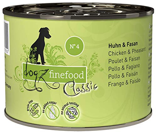 dogz finefood Nourriture Humide pour Chien - N° 4 - Poulet et Faisan - Nourriture Humide pour Chiens et Chiots - sans céréales et sans Sucre - Haute teneur en Viande - 6 boîtes de 200 g