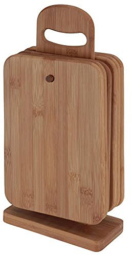 7 Piece Bamboo Chopping Board Set 6 Kitchen Cutting Boards 1 Stand Organic Wood
