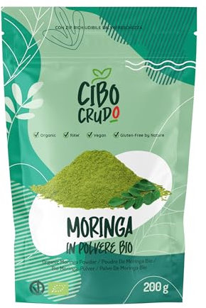 Moringa In Polvere BIO Cruda - 200 g - Moringa Oleifera Qualità Premium, Ricca Di Vitamine E Sali Minerali