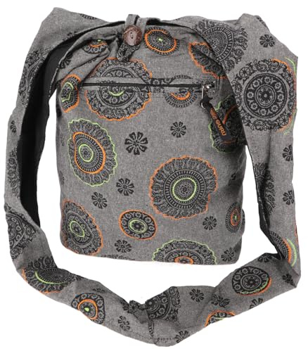 GURU SHOP Sadhu Bag, Goa Tasche, Schulterbeutel - Grau, Unisex - Erwachsene, 35x35x25 cm