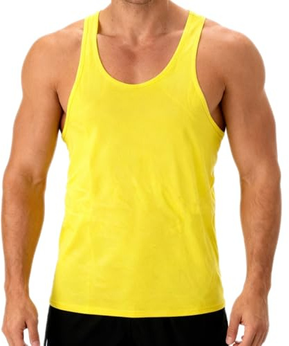 Yaker Mens Tempo Running Singlet, Medium, Yellow