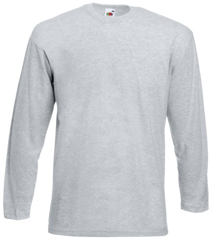 Fruit of the Loom Mens Valueweight Crew Neck Long Sleeve T-Shirt (2XL) (Heather Grey)
