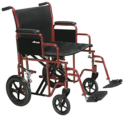 Drive Medical BTR22-R Bariatric Heavy Duty Transport Wheelchair, Red