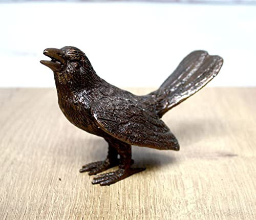 Unbekannt Bronzeskulptur Vogel mit halb offenen Flügeln Gartendekoration Figur aus Bronze