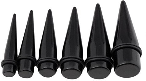 JOVIVI 6 Stück Acryl Dehnstäbe Schwarz Dehnstab Tunnelset Dehnungsstäbe Ohr Expandet Set Ohrschmuck Damen Herren, 10mm-20mm