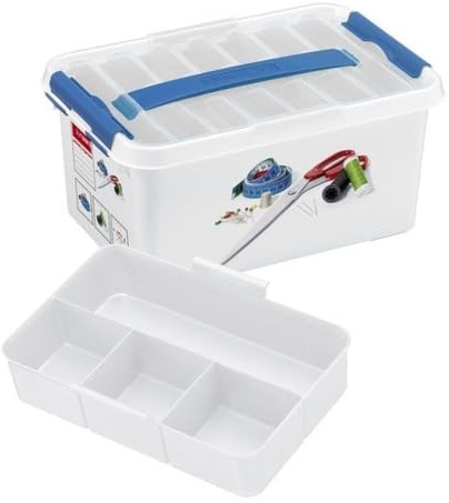 Sunware Q-line Cassetta da Cucito 22L – 40x30x26cm – Scatola Cucito Grande con Inserto – Contenitore per Accessori da Cucito