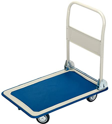 Draper 44005 Platform Trolley with Folding Handle,Blue, 150kg, 630mm x 480mm x 850mm