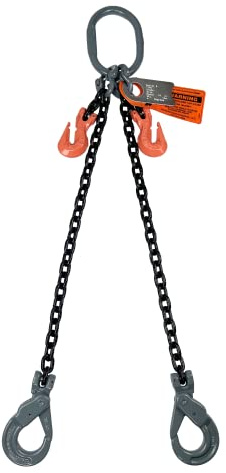 Advantage Rigging - Chain Sling - 3/8 x 10' Double Leg with Positive Locking Hooks and Adjusters - Grade 100