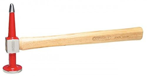 KS Tools 140.2137 Marteau à débosseler, panne pointue et tete ronde plate en acier poli