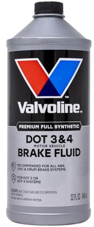 Valvoline DOT 3 & 4 Synthetic Brake Fluid with High Boiling Point, Corrosion Protection, Vapor Lock Resistance, Compatible with ABS, Disc and Drum Brake Systems, 32oz