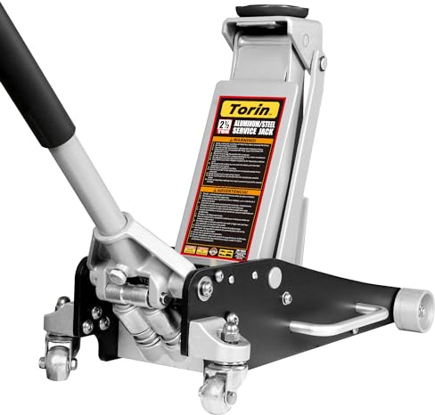 Torin Floor Jack,2.5 Ton Aluminum and Steel Hydraulic Low Profile Car Jack with Dual Piston Quick Lift Pump,Lightweight Racing Floor Jack for Vehicle,5,000 lb Capacity,Black,T84025B