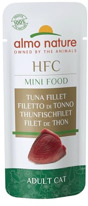 almo nature HFC Mini Food, Snack per Gatti Adulti - Filetto di Tonno - Confezione da 300 g (100 x 3 g)