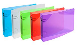 Exacompta - Réf. 51099E - Carton de 10 classeurs semi-rigides pour fiches bristols - 2 anneaux ronds 25mm - Dos 35mm - Dimensions extérieures : 16,5 x 24 cm - Assortis