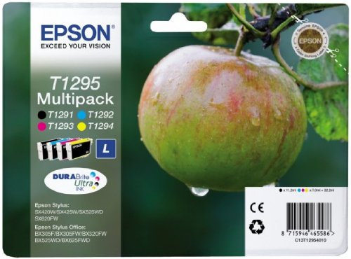 4 Tintenpatronen (T1295 MULTIPACK) für EPSON T1291 , T1292 , T1293, T1294 BX 305 F , BX 320 FW , BX 525 WD , BX 625 FWD EPSON STYLUS SX 420 W , SX 525 WD , SX-620 FW