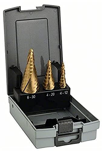 Bosch Professional 3tlg. Stufenbohrer-Set HSS-TiN mit 3-Flächen-Schaft