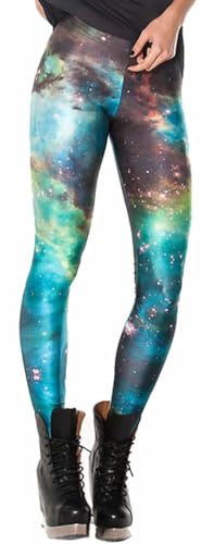 Sister Amy® Women's Printed Leggings - Buttery Soft Yoga Pants, High Waist Stretchy Tights for Workout, Plus Size Colorful Space One Size
