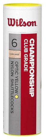 WILSON Badminton-Ball, Championship Shuttlecocks, 6-er Dose, 77 Grains, Gelb, Kunststoff/Naturkork, WRT6044YE77, Einheitsgröße