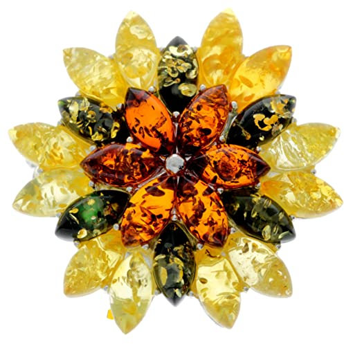 SilverAmber Damen-Brosche 925 Silber mit Bernstein - 4026M