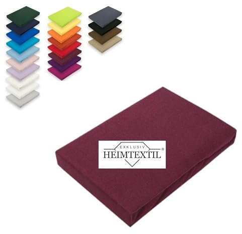 EXKLUSIV HEIMTEXTIL Marke Jersey Spannbettlaken 140-160 x 200 cm 100% Baumwolle Öko - Tex Zertifiziert, Markenqualität, Matratzenhöhe bis 25 cm, Bordauxrot